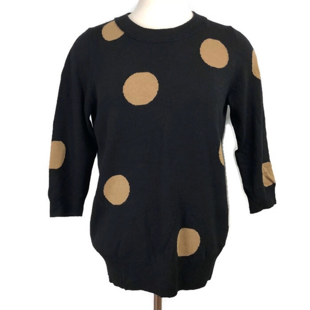 J CREW Black and Tan Polka Dot Pullover Sweater